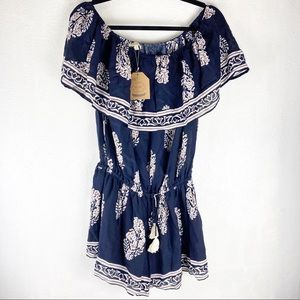 KORI America NWT Romper Off the Shoulder Navy